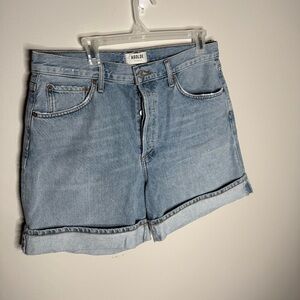 Agolde distressed dame Classic Blue Jean Shorts